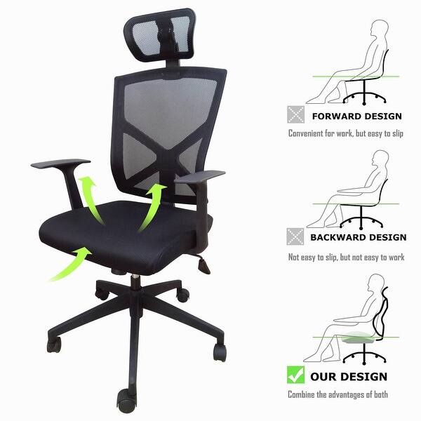 High Back With Headrest Office Mesh Chair Tilt Arms Lumber Support Large Base Adjustable Swivel Task Executive Black Overstock 22747980