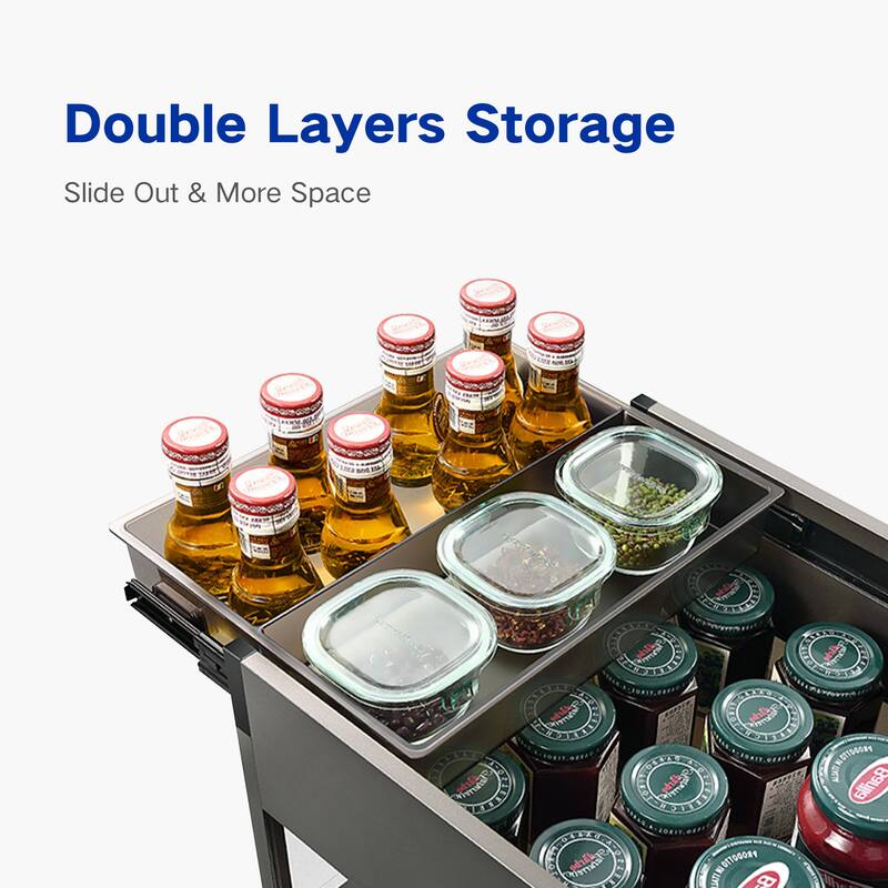 HIGOLD Shearer 4.0 Aluminum Pull Out Cabinet Organizer Side-out Seasoning Drawer for Kitchen 350mm