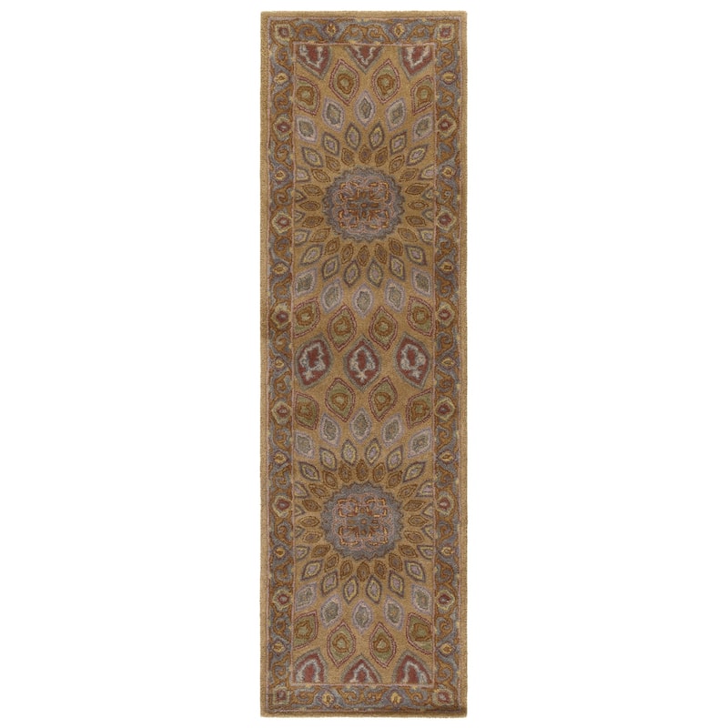 SAFAVIEH Handmade Heritage Wayfarer Traditional Oriental Wool Rug - 2'3" x 14' Runner - Light Brown/Grey