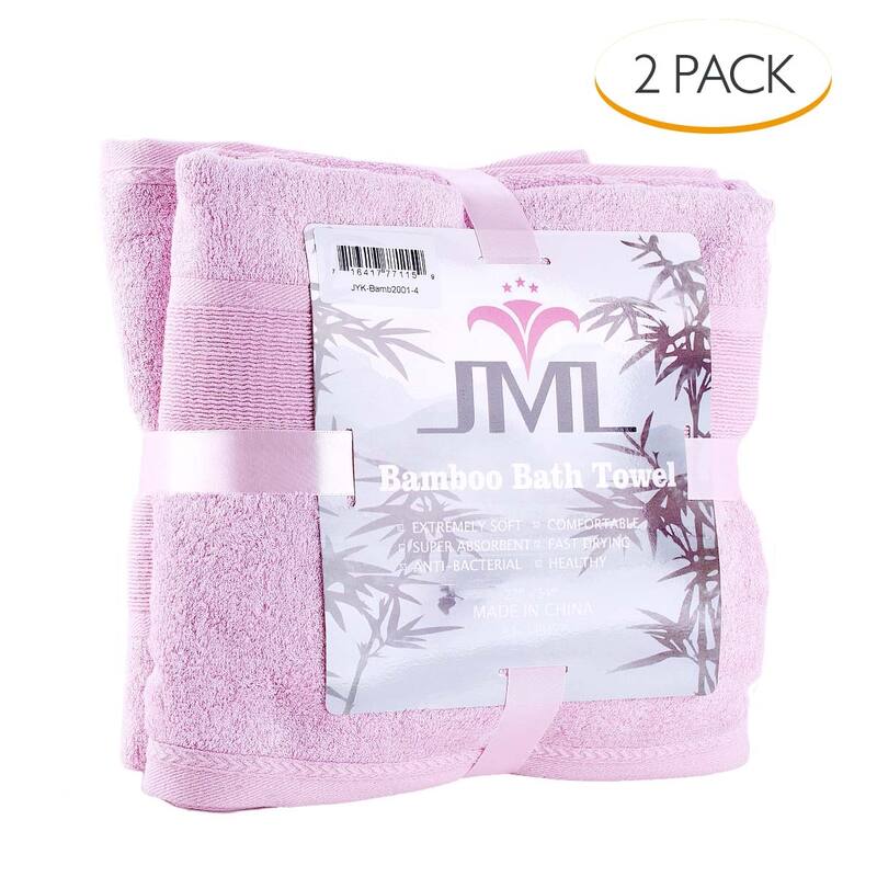 2 Piece Luxury Bamboo Towels Bath Towel Set (27"x54") - Pink
