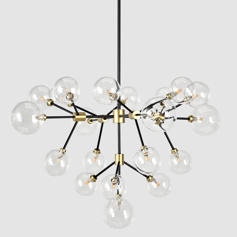 Timothy 20-Light Iron and Glass Chandelier by Kosas Home - 32Hx39Wx39D