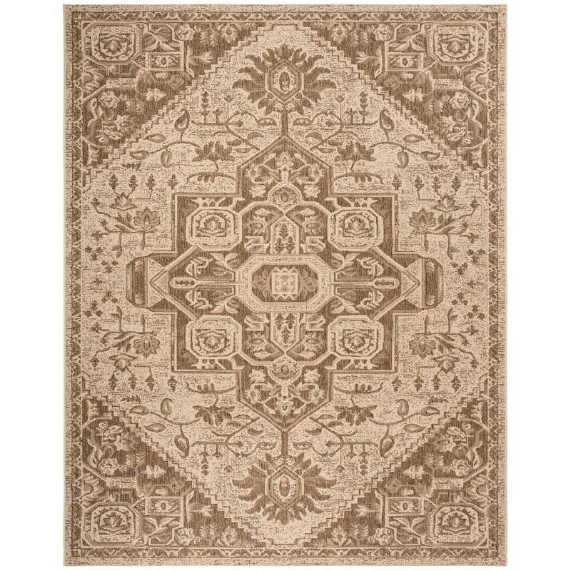 SAFAVIEH Linden Ludmyla Indoor/ Outdoor Waterproof Patio Backyard Rug - 6'7" Square - Beige/Cream