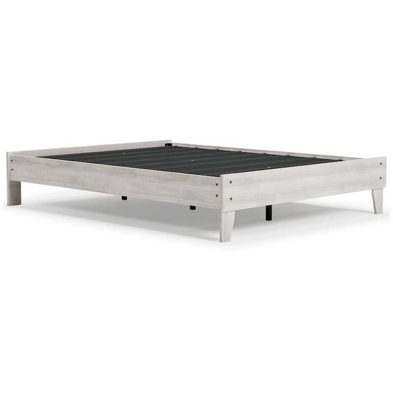 Signature Design by Ashley Shawburn Whitewash Platform Bed with 2 Nightstands