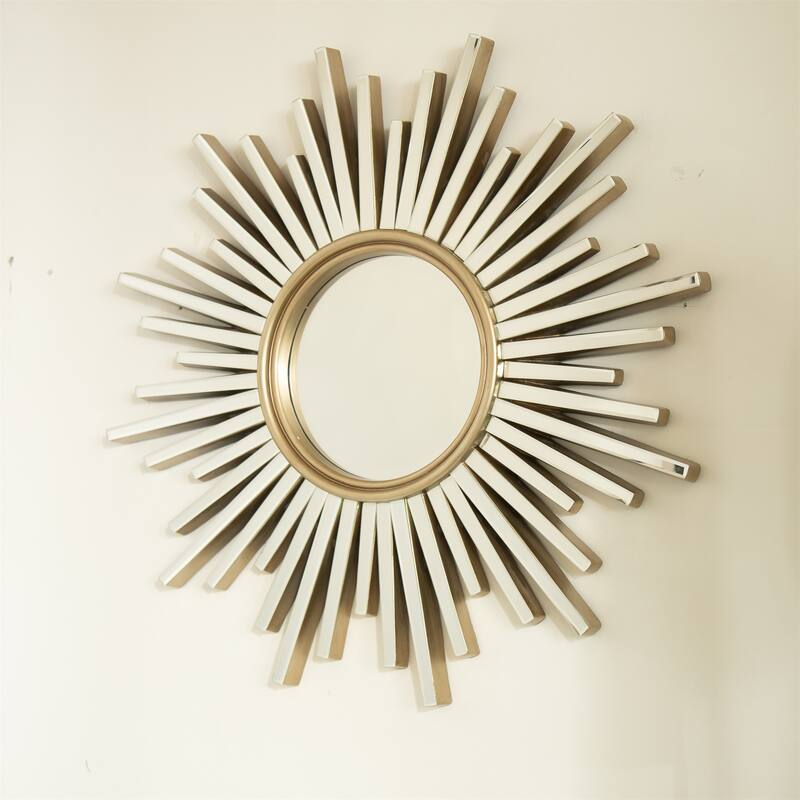 33" Luxury Style PU Sunburst-shaped Art Decorative Mirror