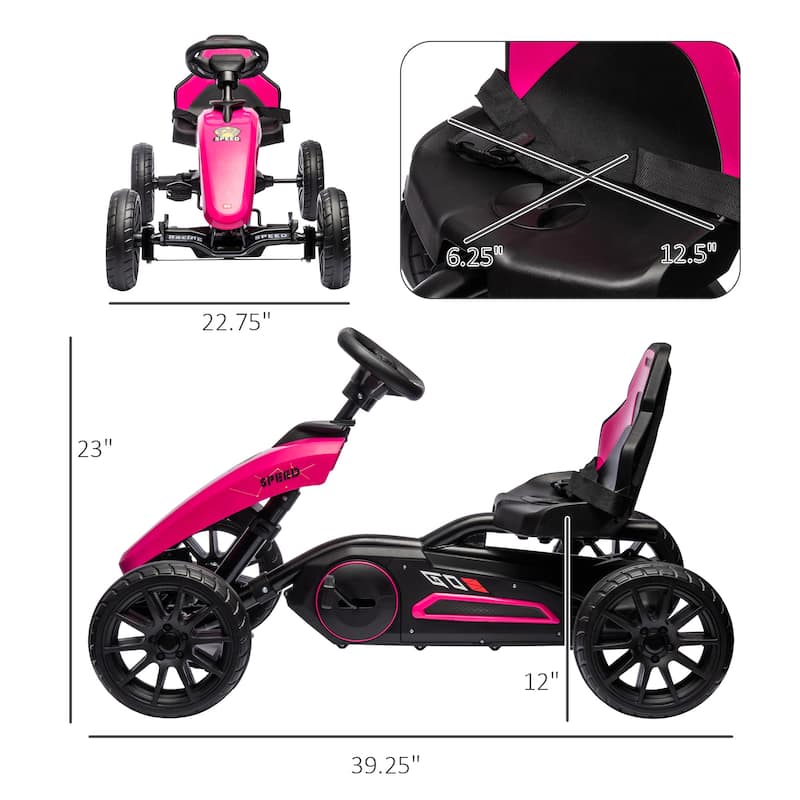 Pedal-Powered Go-Kart for Kids with Smooth EVA Wheels