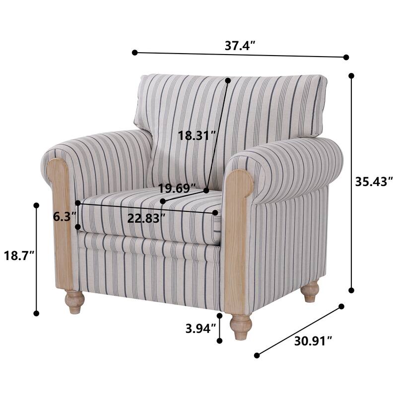 GDFStudio - Upholstered Sofa Chair with Wood Frame