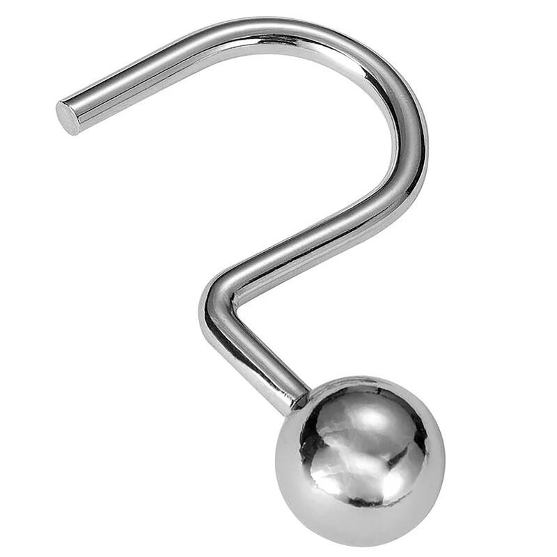 12 Piece Set - Chrome Heavy Duty Steel Ball Shower Curtain Hooks Rings Rustproof Metal
