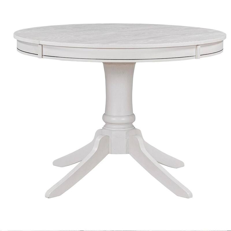 Wooden Round Drop Leaf Extendable Dining Table Set with 4 Upholstered Chairs