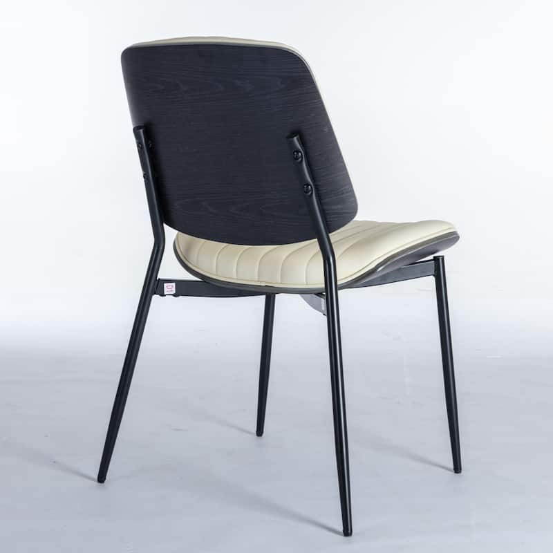 Roomfitters Mid-Century Modern Dining Chairs Set of 2, Faux Leather Upholstered Walnut Bentwood Dining Chairs with Metal Legs