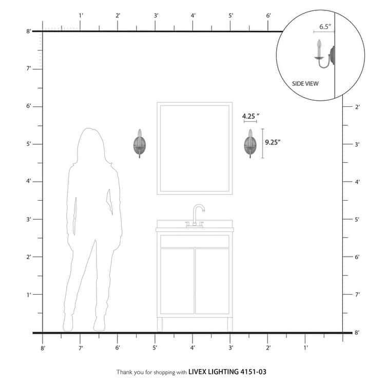Livex Lighting 1 Light White Wall Sconce, 4151-03 - 4.25" W 7" H 6.5" EXT