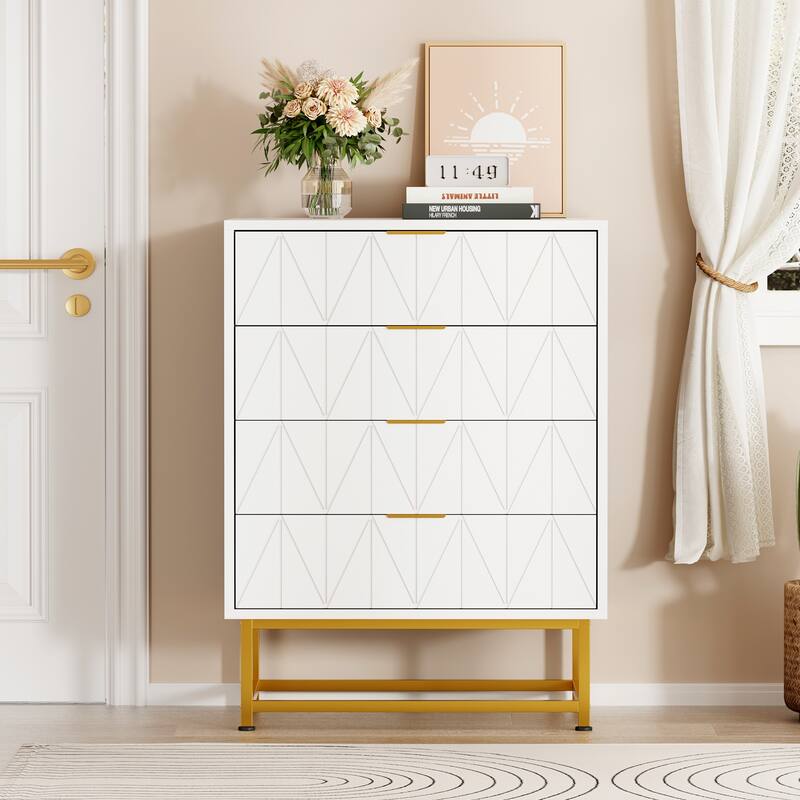 4 Drawer Dresser - 32 Inch Tall Modern Dresser Drawers