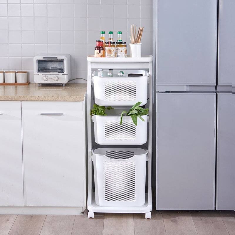 HANAMYA 3-Portable Basket Rolling Cart with Top Shelf