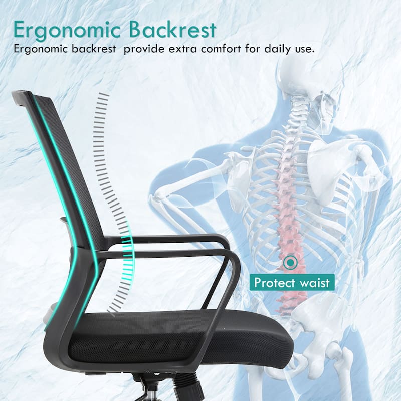 Addison Modern Adjustable Height Ergonomic Swivel Office Chair with Lumbar Support