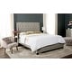preview thumbnail 1 of 7, SAFAVIEH Winslet Light Grey Linen Upholstered Tufted Wingback Bed (Full)