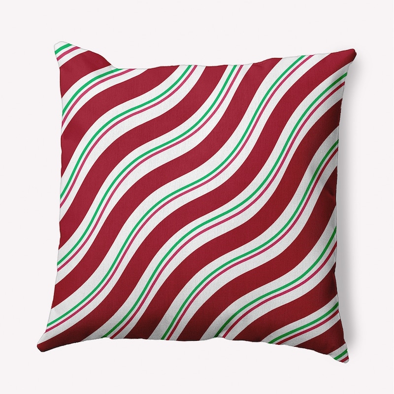 Candy Stripes Christmas Accent Pillow - 16" x 16" - Haute Red