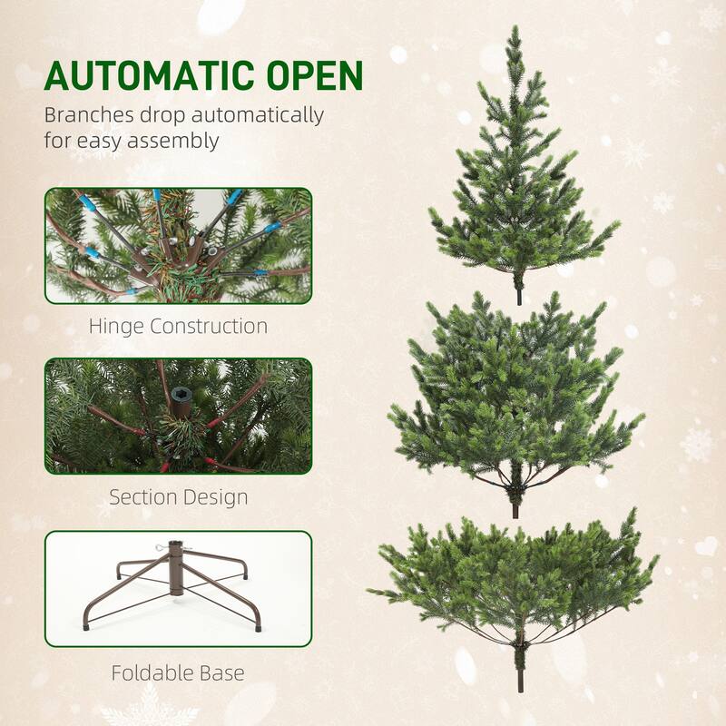 Green PE Steel 7.5ft LED Cedar Christmas Tree with 310 Lights - Dia. 48" x 90" H