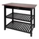 2-shelf Natural Solid Wood Top Kitchen Island