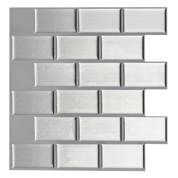 Art3d 12 12 Vinyl Peel And Stick Kitchen Backsplash Tile Silver Metal Overstock 31500811
