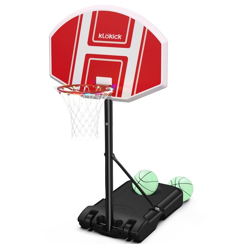 Adjustable Height Portable Basketball Hoop Stand with LED Light 45"-59"