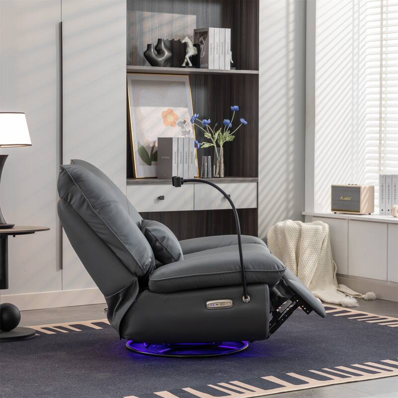 Swivel Power Recliner Chair with USB Port and Atmosphere Lamp