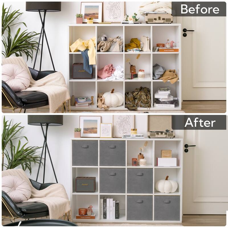 6 Pack Fabric Storage Cube Bins, Collapsible Cube Organizers with Handles