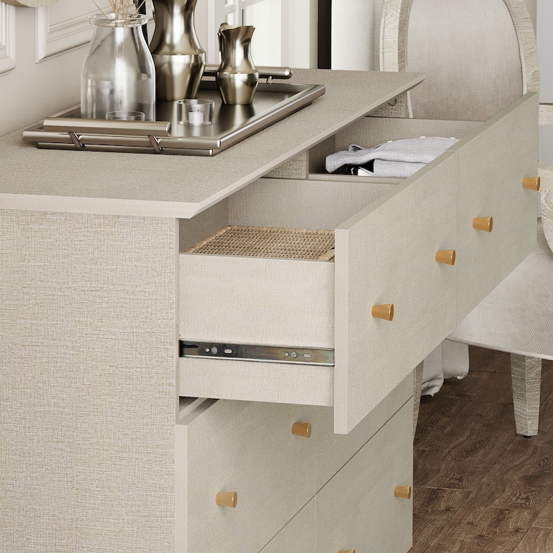 6 Drawers Dresser for Bedroom, Wooden Wide Chest of Drawers