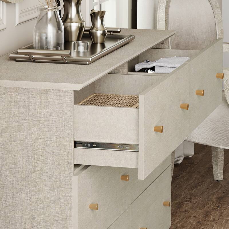 Bedroom 12-Drawer Dresser and Charging Nightstand Set, 94.4" Wide