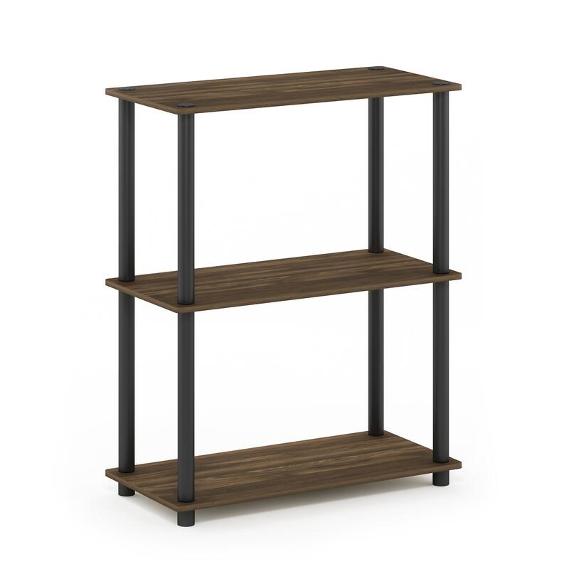 3 Tiers Wood Household Shelving Unit in Walnut/Black (23.6 in. W x 29.5 in. H x 11.6 in. D) - 23.6