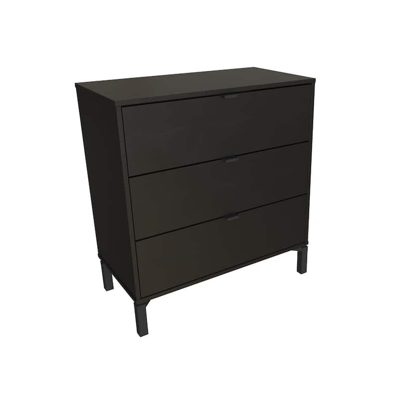 HomeRoots 30" Black Three Drawer Dresser