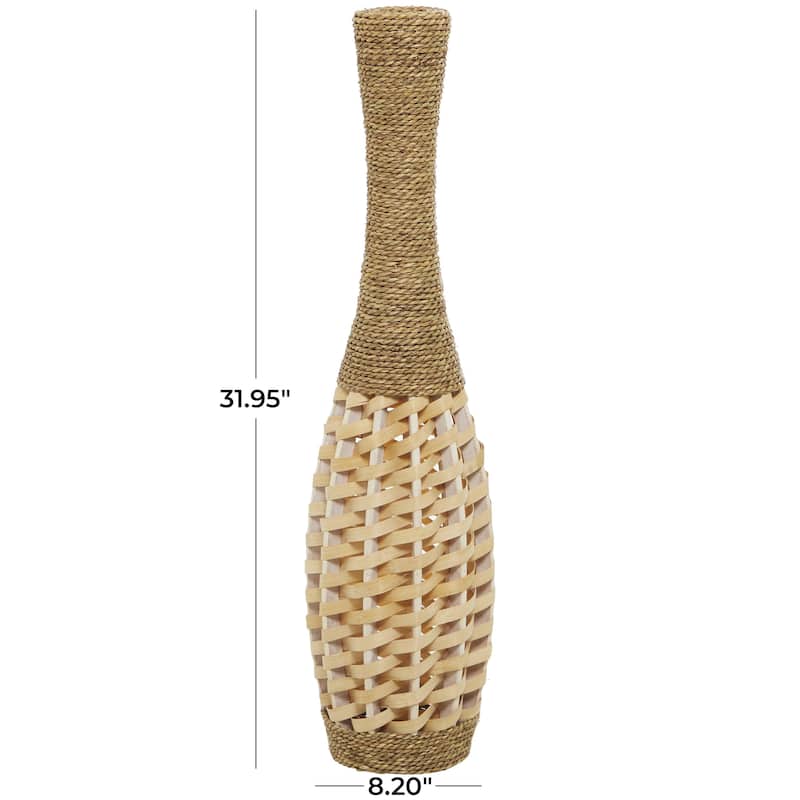 Seagrass Handmade Tall Woven Floor Decorative Vase - Brown - Roche River Decor