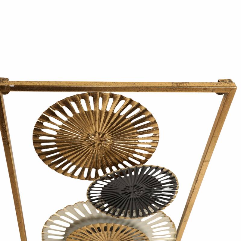 Metal Geometric Pierced Disc Wall Art Set - Gold, 32"