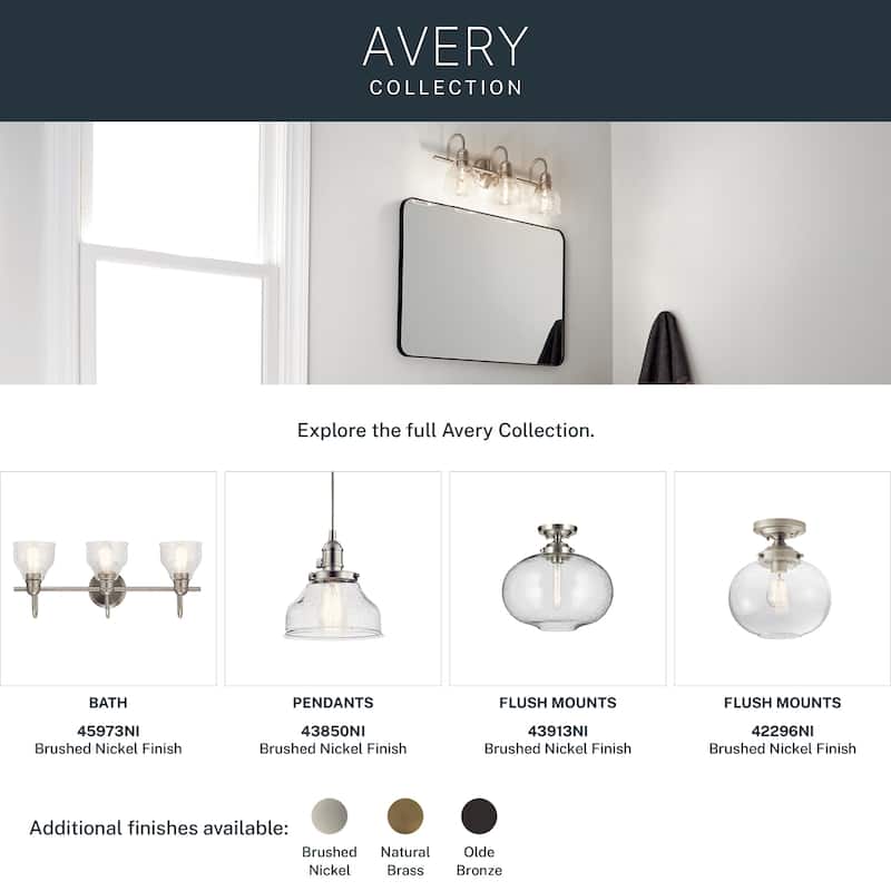 Kichler Lighting Avery 3-light Brushed Nickel Bath Vanity Fixture