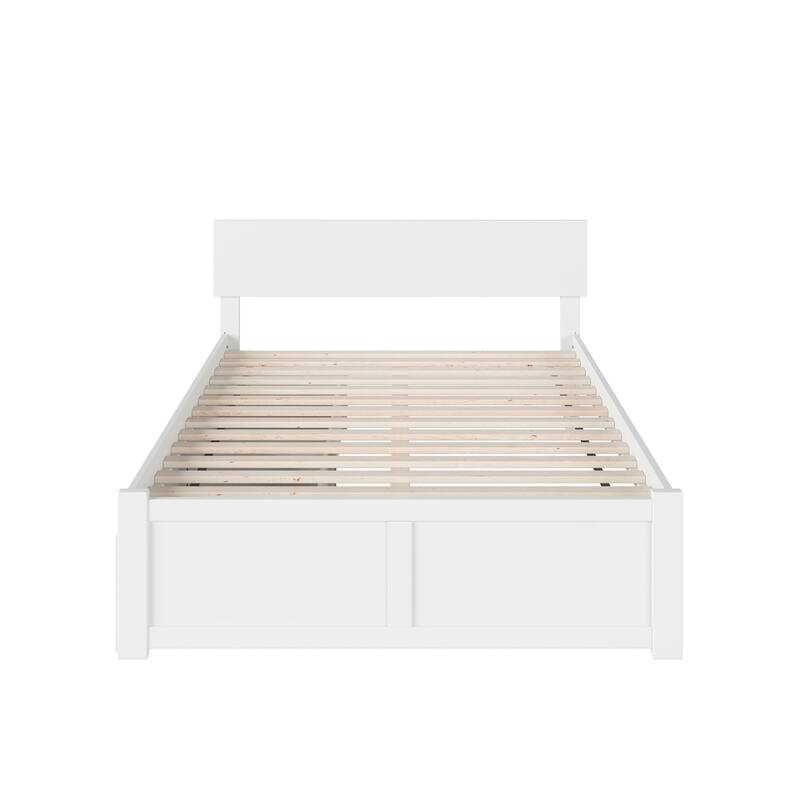 Orlando Full Platform Bed with Footboard and 2 Bed Drawers in White