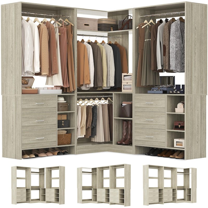 Cimly Set of 3 Freestanding Corner Closet System, Space-saving Closet Organizer for Walk-in/ Reach-in Closet
