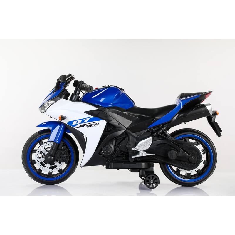 Electric Ride-On Motorcycle for Kids, 12V with Lighting Wheels, Manual Throttle, Foot Brake & Training Wheels, Ages 3-6