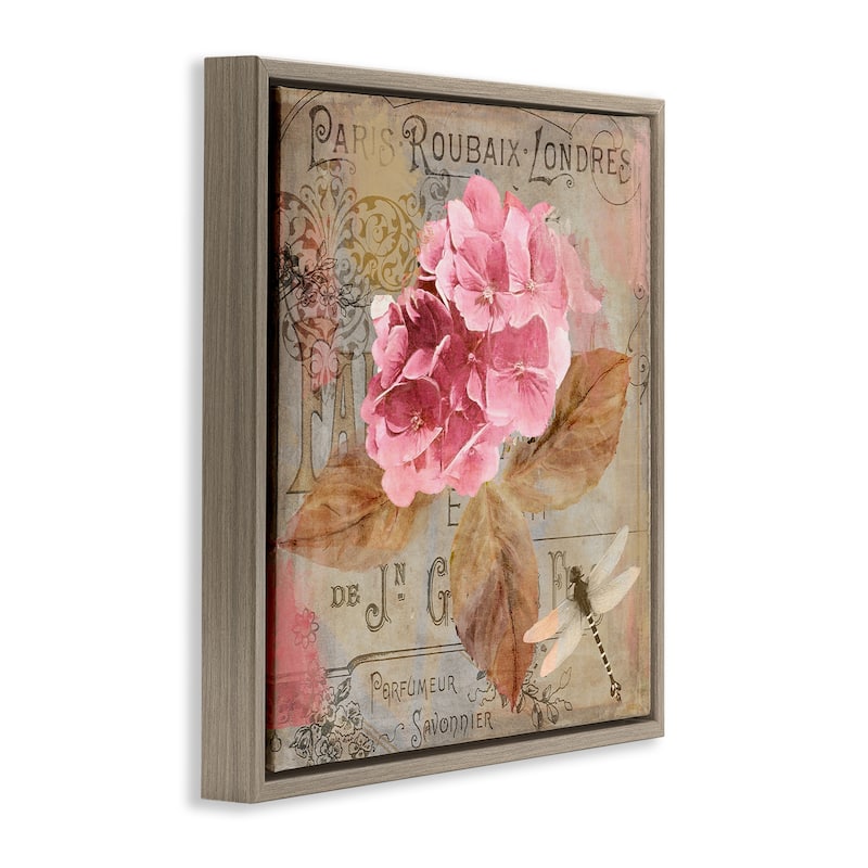 Stupell Vintage French Hydrangea Framed Floater Canvas Wall Art Design By Sasha