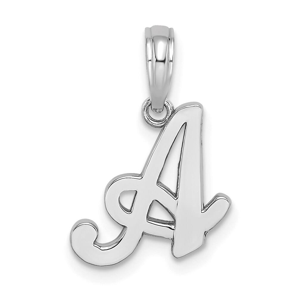 14K White Gold Script Letter A Initial Pendant