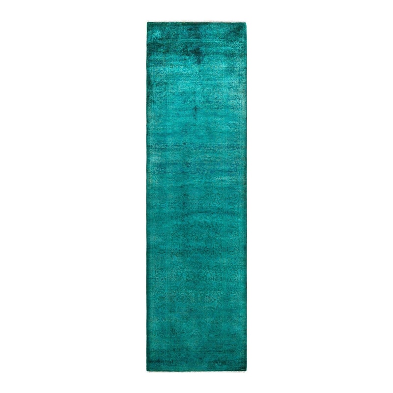 Contemporary Overdyed Wool Hand Knotted Runner - 2' 9" x 9' 10"