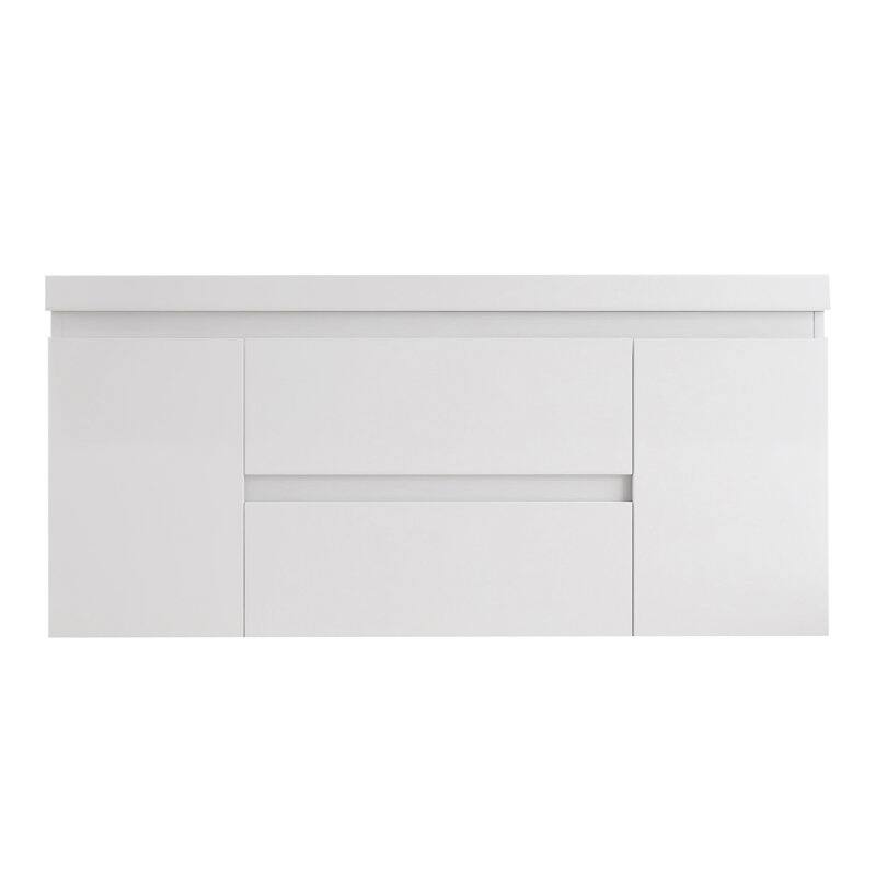24"/30"/36"/48" Wall-Mounted 2-drawer Bathroom Vanity Set with Integrated Resin Sink