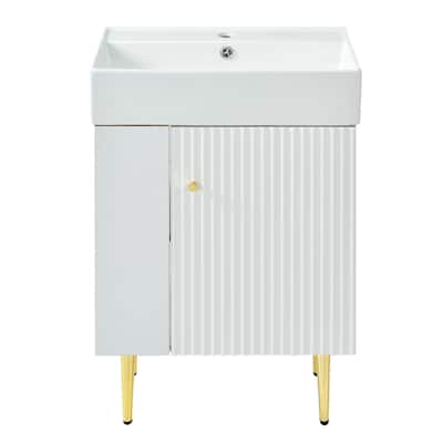 21.6" Bathroom Vanity Cabinet with Large Storage, Soft-Close Doors, Waterproof MDF Construction(Sink Not Included)
