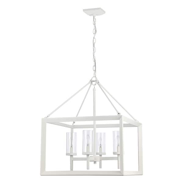 slide 2 of 8, Smyth 4-Light Chandelier in Natural White with Clear Glass - 4 Light Chandelier