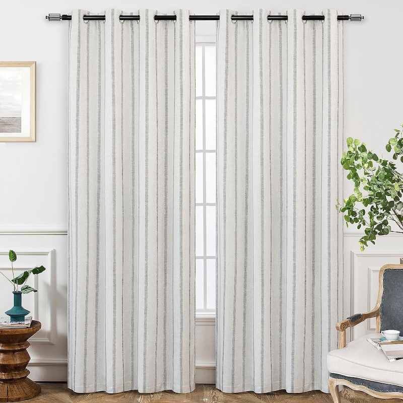 DriftAway Farmhouse Linen Blend Blackout Curtains - 50" Width X 102" Length - Gray