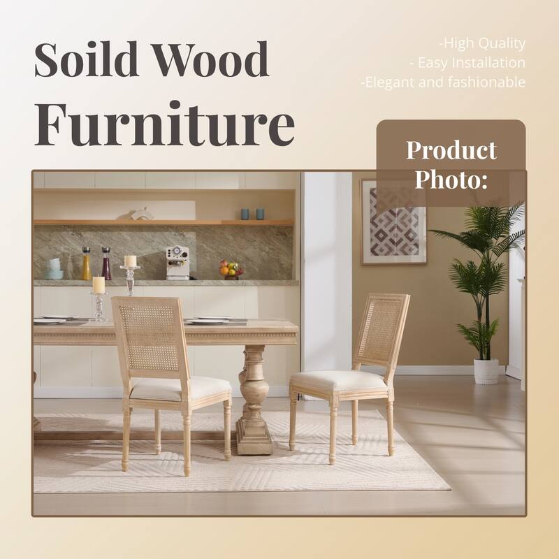 French Country Wire Drawing & Carving Techniques Dining Chairs with Backrest (Set of 2)