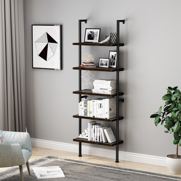 Metal wood sales ladder shelf