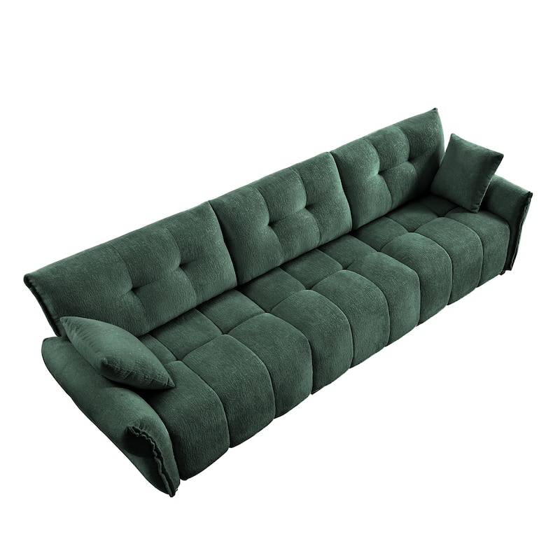 110.2" Chenille 4-Seat Sofa with Tufted Design & Sponge Cushions