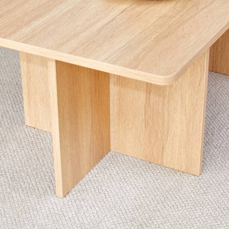 Modern Rectangular Coffee Table Snack Table, Home Office Coffee Table with Wooden Legs Living Room Center Table