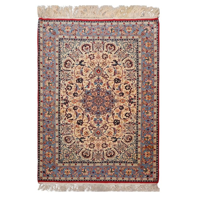 3'5''x5'3'' Hand Knotted Wool Ivory Isfahan 500 KPSI Area Rug - 3' 5'' x 5' 3'' - 3' 5'' x 5' 3''