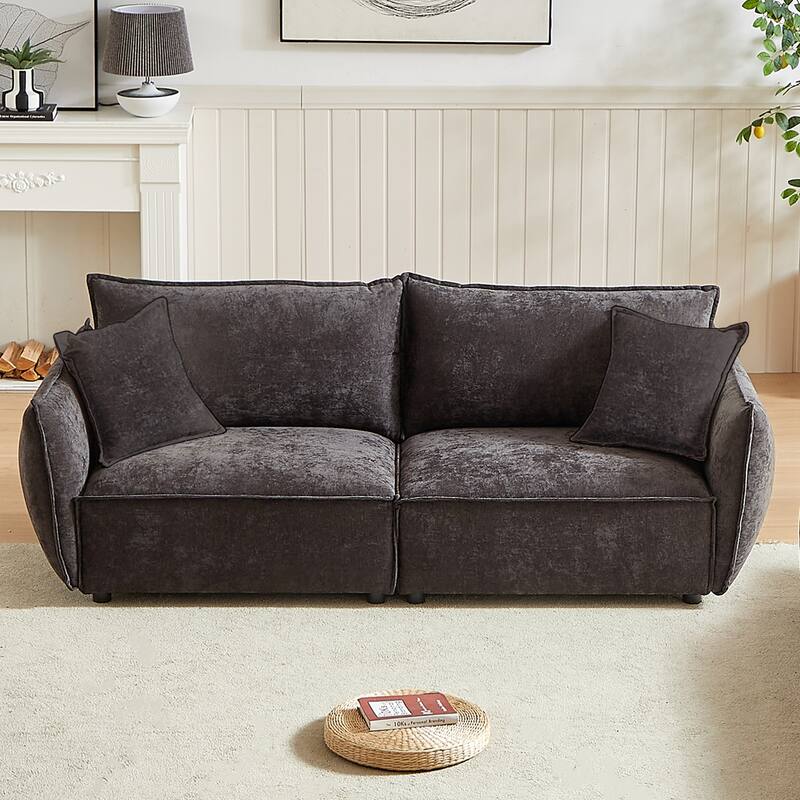 Linen Fabric 3-Seater Sofa with Wooden Frame and Comfortable Cushions