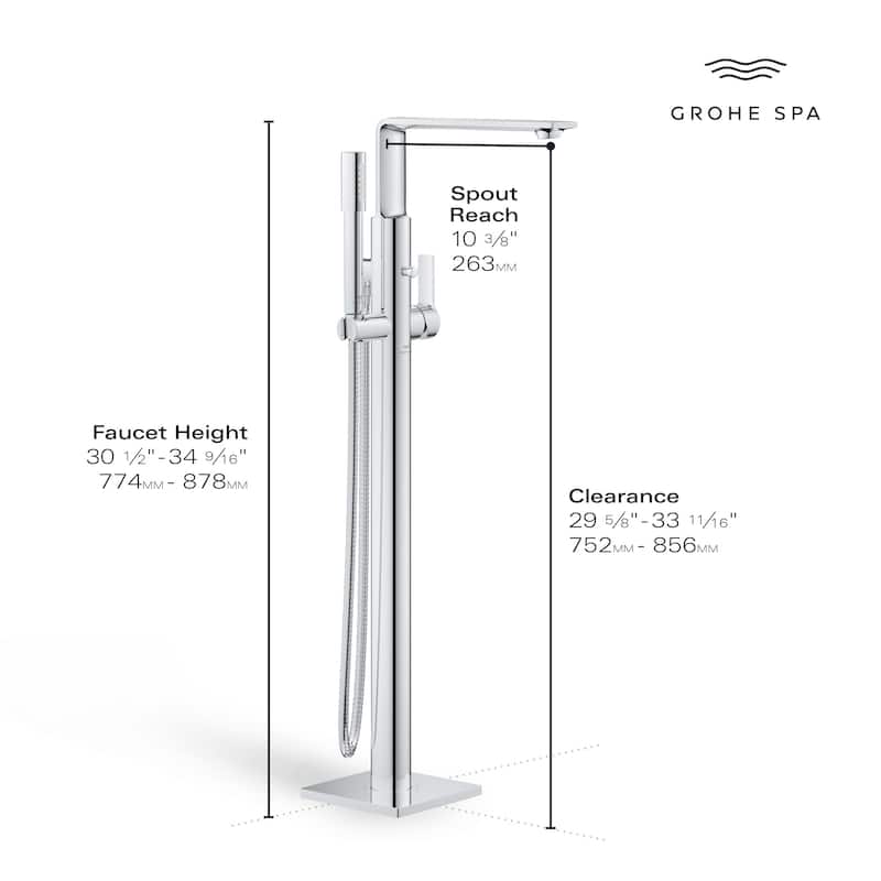 Grohe 25 222 1 Allure New Floor Mounted Tub Filler with Built-In