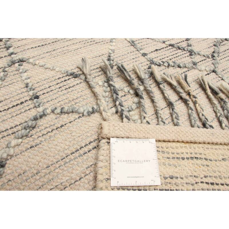 ECARPETGALLERY Braid weave Sienna Khaki Wool Rug - 5'1 x 7'11